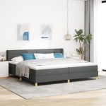 vidaXL Pat cu Saltea cu Arcuri Gri închis 200 x 200 cm țesătură vidaXL Pat cu Saltea cu Arcuri Gri închis 200 x 200 cm țesătură