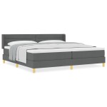 vidaXL Pat cu Saltea cu Arcuri Gri închis 200 x 200 cm țesătură vidaXL Pat cu Saltea cu Arcuri Gri închis 200 x 200 cm țesătură