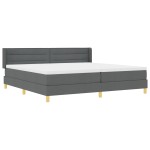 vidaXL Pat cu Saltea cu Arcuri Gri închis 200 x 200 cm țesătură vidaXL Pat cu Saltea cu Arcuri Gri închis 200 x 200 cm țesătură
