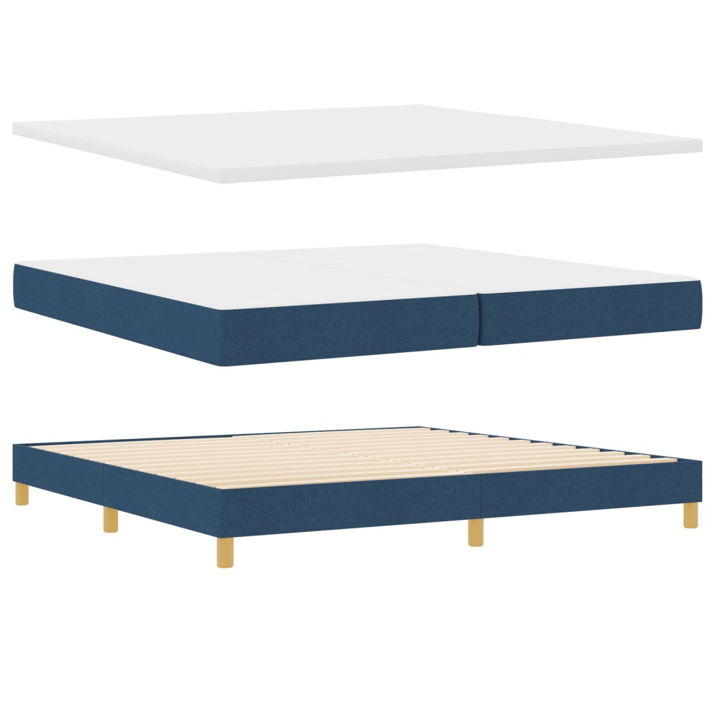vidaXL Pat cu Saltea cu Arcuri albastru 200 x 200 cm țesătură