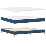 vidaXL Pat cu Saltea cu Arcuri albastru 200 x 200 cm țesătură vidaXL Pat cu Saltea cu Arcuri albastru 200 x 200 cm țesătură