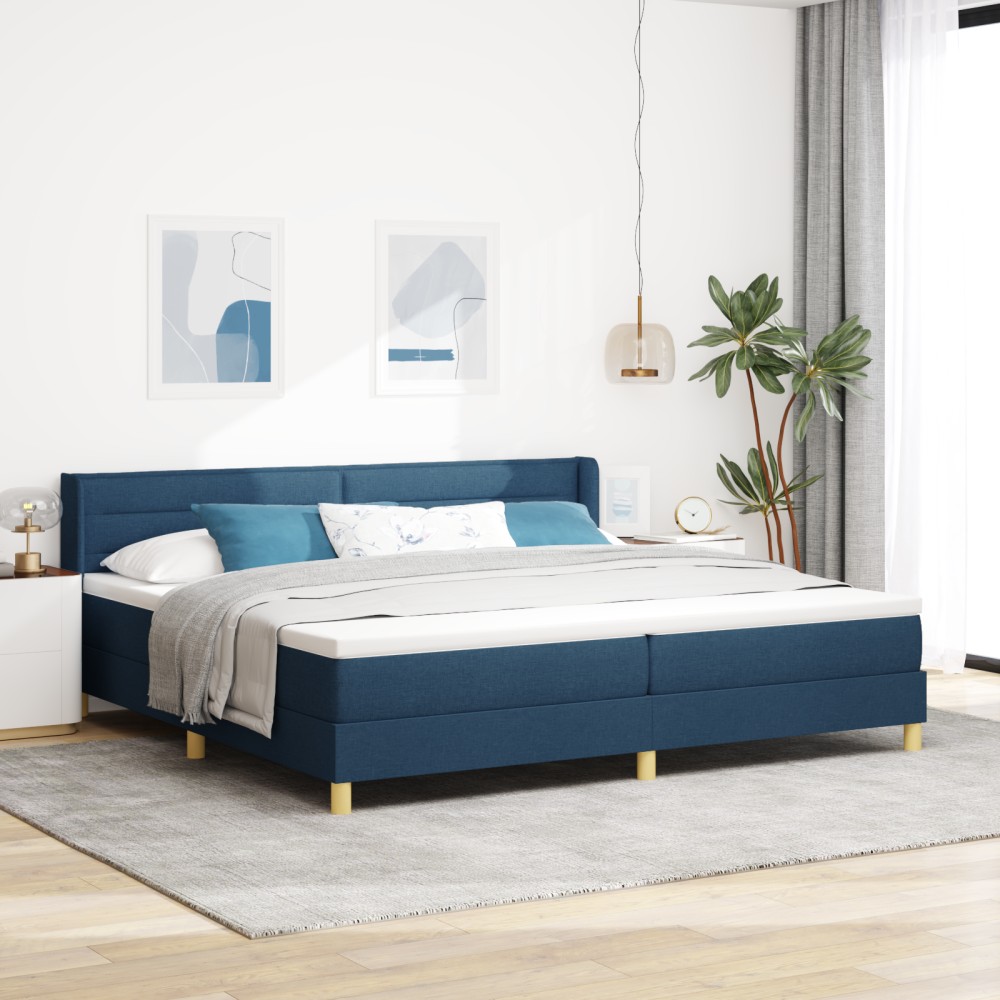 vidaXL Pat cu Saltea cu Arcuri albastru 200 x 200 cm țesătură