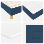 vidaXL Pat cu Saltea cu Arcuri albastru 200 x 200 cm țesătură vidaXL Pat cu Saltea cu Arcuri albastru 200 x 200 cm țesătură