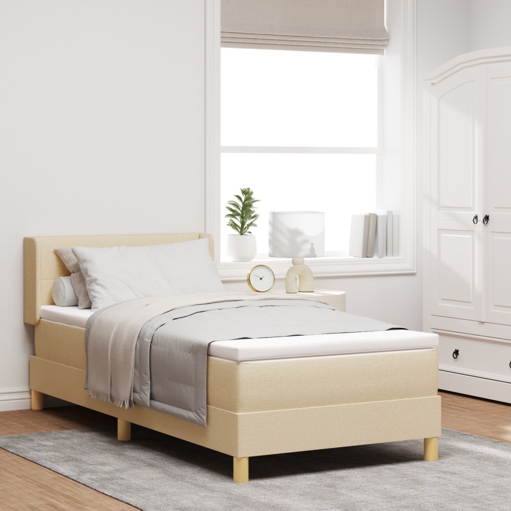 vidaXL Pat cu Saltea cu Arcuri cu saltea Crem 80 x 200 cm țesătură