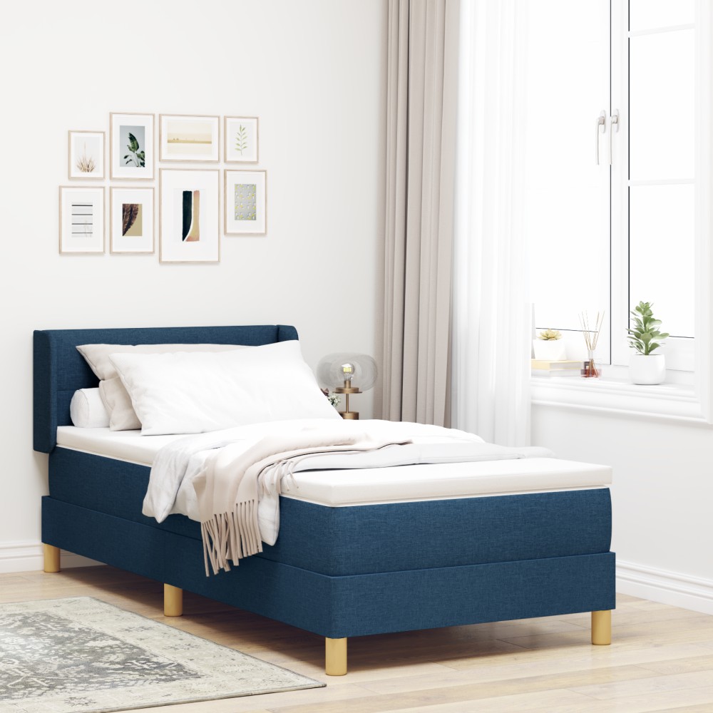 vidaXL Pat cu Saltea cu Arcuri cu saltea albastru 80 x 200 cm țesătură