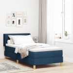 vidaXL Pat cu Saltea cu Arcuri cu saltea albastru 80 x 200 cm țesătură vidaXL Pat cu Saltea cu Arcuri cu saltea albastru 80 x 200 cm țesătură
