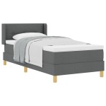 vidaXL Pat cu Saltea cu Arcuri Gri închis 90 x 190 cm țesătură vidaXL Pat cu Saltea cu Arcuri Gri închis 90 x 190 cm țesătură