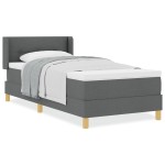 vidaXL Pat cu Saltea cu Arcuri Gri închis 90 x 190 cm țesătură vidaXL Pat cu Saltea cu Arcuri Gri închis 90 x 190 cm țesătură