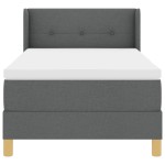 vidaXL Pat cu Saltea cu Arcuri Gri închis 90 x 190 cm țesătură vidaXL Pat cu Saltea cu Arcuri Gri închis 90 x 190 cm țesătură