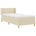 vidaXL Pat cu Saltea cu Arcuri cu saltea Crem 90 x 190 cm țesătură vidaXL Pat cu Saltea cu Arcuri cu saltea Crem 90 x 190 cm țesătură