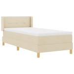 vidaXL Pat cu Saltea cu Arcuri cu saltea Crem 90 x 200 cm țesătură vidaXL Pat cu Saltea cu Arcuri cu saltea Crem 90 x 200 cm țesătură