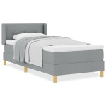 vidaXL Pat cu Saltea cu Arcuri Gri deschis 100 x 200 cm țesătură vidaXL Pat cu Saltea cu Arcuri Gri deschis 100 x 200 cm țesătură