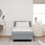 vidaXL Pat cu Saltea cu Arcuri Gri deschis 100 x 200 cm țesătură vidaXL Pat cu Saltea cu Arcuri Gri deschis 100 x 200 cm țesătură