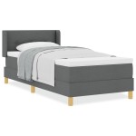 vidaXL Pat cu Saltea cu Arcuri Gri închis 100 x 200 cm țesătură vidaXL Pat cu Saltea cu Arcuri Gri închis 100 x 200 cm țesătură