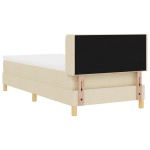 vidaXL Pat cu Saltea cu Arcuri cu saltea Crem 100 x 200 cm țesătură vidaXL Pat cu Saltea cu Arcuri cu saltea Crem 100 x 200 cm țesătură