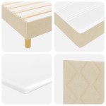 vidaXL Pat cu Saltea cu Arcuri cu saltea Crem 100 x 200 cm țesătură vidaXL Pat cu Saltea cu Arcuri cu saltea Crem 100 x 200 cm țesătură