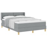 vidaXL Pat cu Saltea cu Arcuri Gri deschis 160 x 200 cm țesătură vidaXL Pat cu Saltea cu Arcuri Gri deschis 160 x 200 cm țesătură