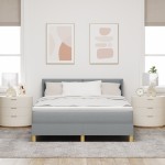 vidaXL Pat cu Saltea cu Arcuri Gri deschis 160 x 200 cm țesătură vidaXL Pat cu Saltea cu Arcuri Gri deschis 160 x 200 cm țesătură