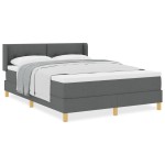 vidaXL Pat cu Saltea cu Arcuri Gri închis 160 x 200 cm țesătură vidaXL Pat cu Saltea cu Arcuri Gri închis 160 x 200 cm țesătură