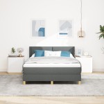 vidaXL Pat cu Saltea cu Arcuri Gri închis 160 x 200 cm țesătură vidaXL Pat cu Saltea cu Arcuri Gri închis 160 x 200 cm țesătură