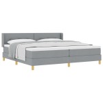 vidaXL Pat cu Saltea cu Arcuri Gri deschis 200 x 200 cm țesătură vidaXL Pat cu Saltea cu Arcuri Gri deschis 200 x 200 cm țesătură