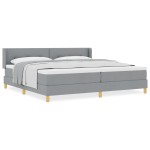 vidaXL Pat cu Saltea cu Arcuri Gri deschis 200 x 200 cm țesătură vidaXL Pat cu Saltea cu Arcuri Gri deschis 200 x 200 cm țesătură