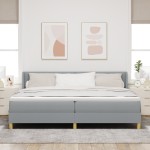 vidaXL Pat cu Saltea cu Arcuri Gri deschis 200 x 200 cm țesătură vidaXL Pat cu Saltea cu Arcuri Gri deschis 200 x 200 cm țesătură