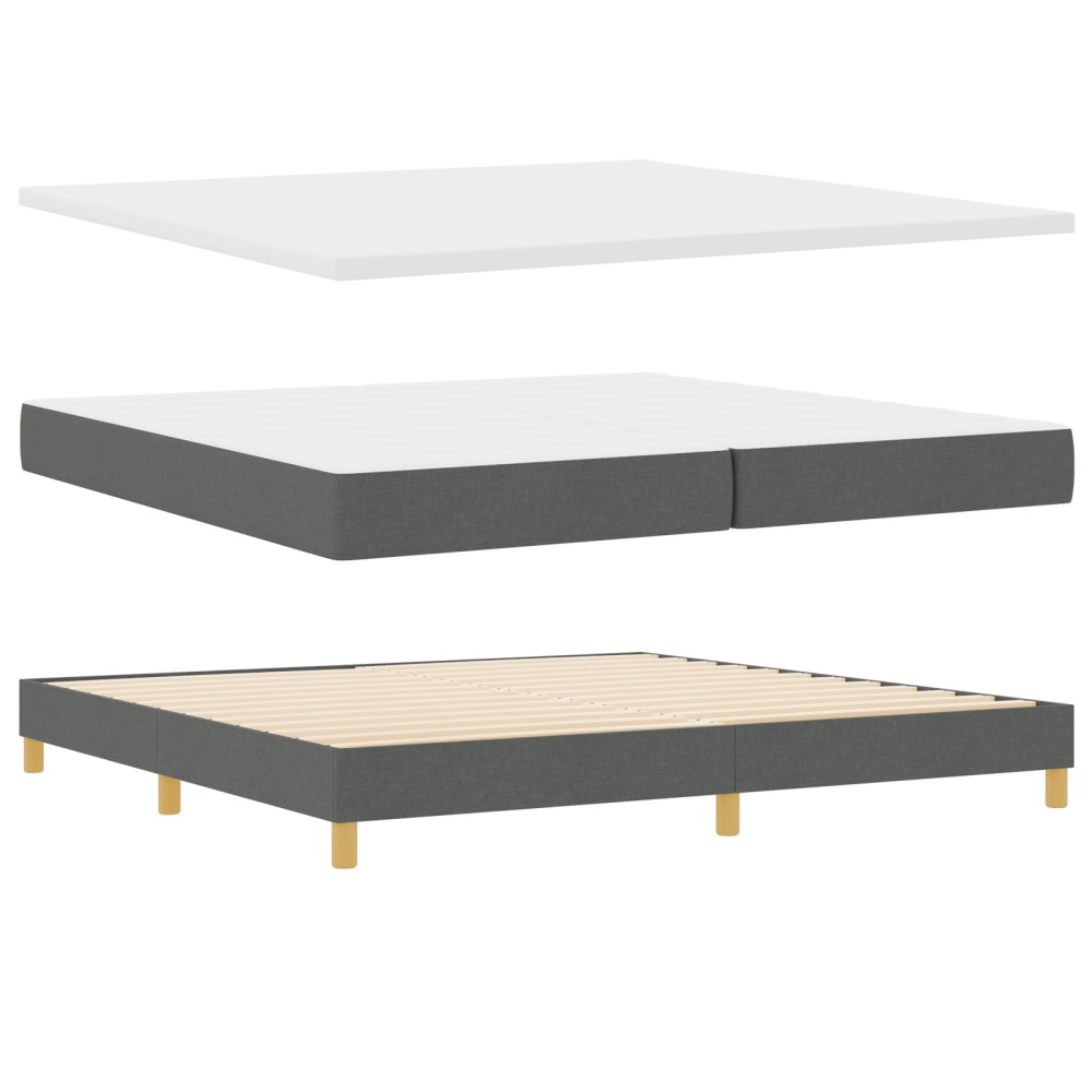 vidaXL Pat cu Saltea cu Arcuri Gri închis 200 x 200 cm țesătură