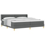 vidaXL Pat cu Saltea cu Arcuri Gri închis 200 x 200 cm țesătură