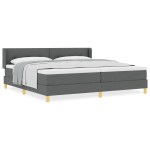 vidaXL Pat cu Saltea cu Arcuri Gri închis 200 x 200 cm țesătură