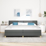 vidaXL Pat cu Saltea cu Arcuri Gri închis 200 x 200 cm țesătură