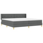 vidaXL Pat cu Saltea cu Arcuri Gri închis 200 x 200 cm țesătură