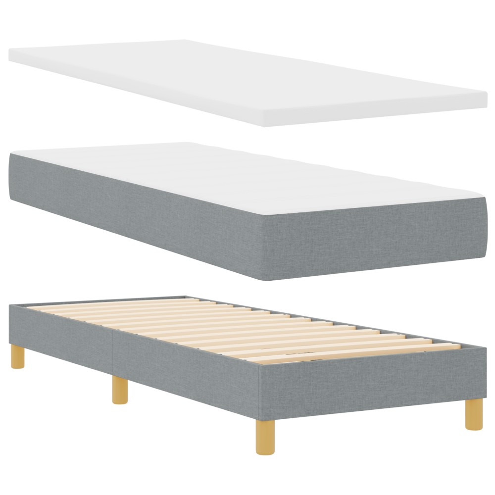 vidaXL Pat cu Saltea cu Arcuri Gri deschis 80 x 200 cm țesătură