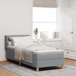 vidaXL Pat cu Saltea cu Arcuri Gri deschis 80 x 200 cm țesătură vidaXL Pat cu Saltea cu Arcuri Gri deschis 80 x 200 cm țesătură