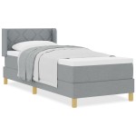 vidaXL Pat cu Saltea cu Arcuri Gri deschis 80 x 200 cm țesătură vidaXL Pat cu Saltea cu Arcuri Gri deschis 80 x 200 cm țesătură