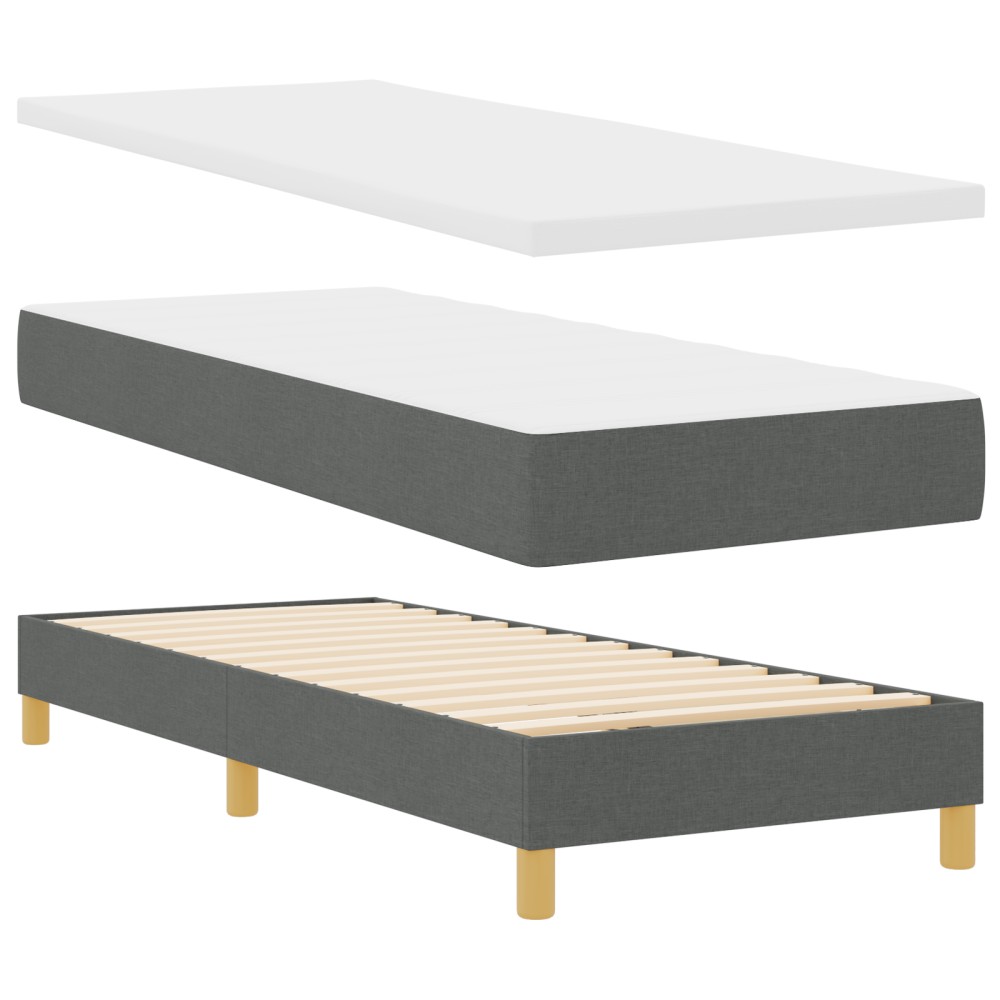 vidaXL Pat cu Saltea cu Arcuri Gri închis 80 x 200 cm țesătură