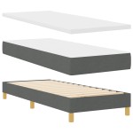vidaXL Pat cu Saltea cu Arcuri Gri închis 80 x 200 cm țesătură vidaXL Pat cu Saltea cu Arcuri Gri închis 80 x 200 cm țesătură