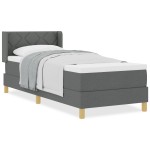 vidaXL Pat cu Saltea cu Arcuri Gri închis 80 x 200 cm țesătură vidaXL Pat cu Saltea cu Arcuri Gri închis 80 x 200 cm țesătură
