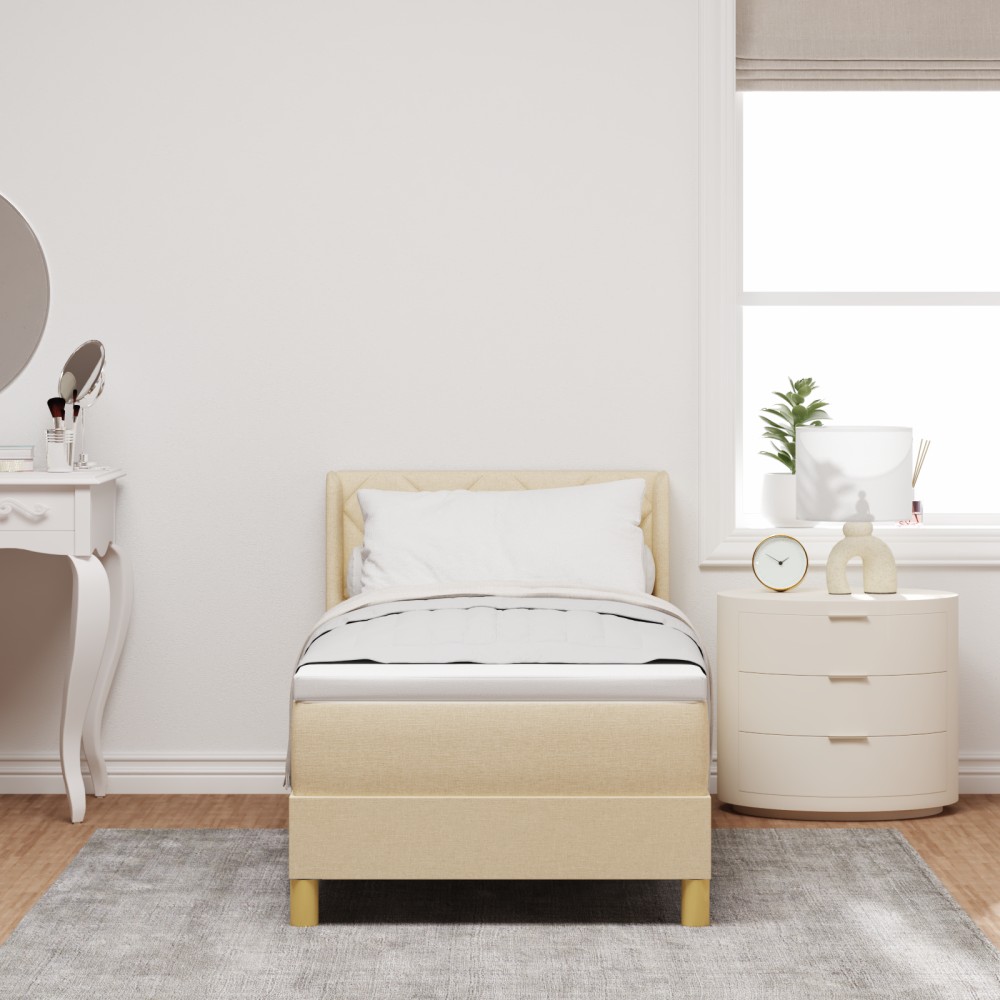 vidaXL Pat cu Saltea cu Arcuri cu saltea Crem 80 x 200 cm țesătură