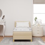 vidaXL Pat cu Saltea cu Arcuri cu saltea Crem 80 x 200 cm țesătură vidaXL Pat cu Saltea cu Arcuri cu saltea Crem 80 x 200 cm țesătură
