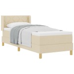 vidaXL Pat cu Saltea cu Arcuri cu saltea Crem 80 x 200 cm țesătură vidaXL Pat cu Saltea cu Arcuri cu saltea Crem 80 x 200 cm țesătură