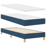 vidaXL Pat cu Saltea cu Arcuri cu saltea albastru 80 x 200 cm țesătură vidaXL Pat cu Saltea cu Arcuri cu saltea albastru 80 x 200 cm țesătură