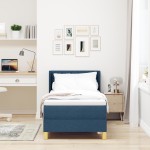 vidaXL Pat cu Saltea cu Arcuri cu saltea albastru 80 x 200 cm țesătură vidaXL Pat cu Saltea cu Arcuri cu saltea albastru 80 x 200 cm țesătură