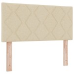 vidaXL Pat cu Saltea cu Arcuri cu saltea Crem 90 x 190 cm țesătură vidaXL Pat cu Saltea cu Arcuri cu saltea Crem 90 x 190 cm țesătură
