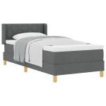 vidaXL Pat cu Saltea cu Arcuri Gri închis 90 x 200 cm țesătură vidaXL Pat cu Saltea cu Arcuri Gri închis 90 x 200 cm țesătură
