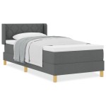 vidaXL Pat cu Saltea cu Arcuri Gri închis 90 x 200 cm țesătură vidaXL Pat cu Saltea cu Arcuri Gri închis 90 x 200 cm țesătură
