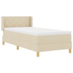 vidaXL Pat cu Saltea cu Arcuri cu saltea Crem 90 x 200 cm țesătură vidaXL Pat cu Saltea cu Arcuri cu saltea Crem 90 x 200 cm țesătură
