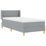 vidaXL Pat cu Saltea cu Arcuri Gri deschis 100 x 200 cm țesătură vidaXL Pat cu Saltea cu Arcuri Gri deschis 100 x 200 cm țesătură