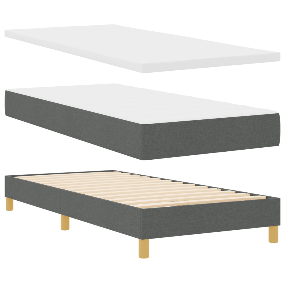vidaXL Pat cu Saltea cu Arcuri Gri închis 100 x 200 cm țesătură
