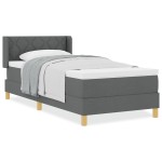 vidaXL Pat cu Saltea cu Arcuri Gri închis 100 x 200 cm țesătură